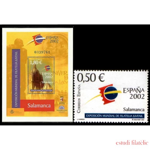 España Spain 3877/78 Año 2002 Exposición Mundial de Filatelia Juvenil España 2002, lujo MNH