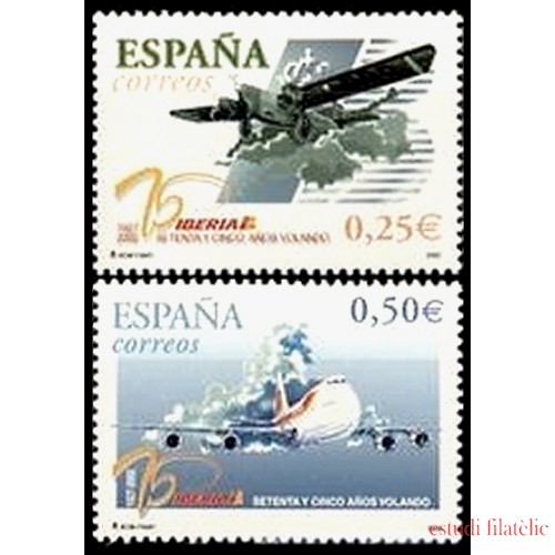 España Spain 3907/08 2002 LXXV Aniversario del primer vuelo de Iberia MNH