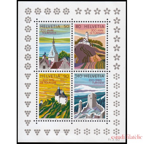 Suiza Switzerland HB 25 1987 Bicentenario del turismo en Suiza Edificios MNH