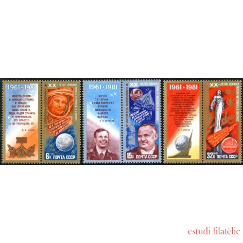 AST/S Rusia 4793/95 1981 20 Aniv. del primer hombre en el espacio MNH