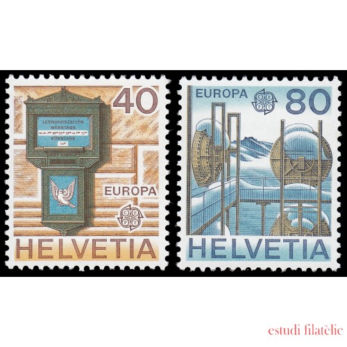 Suiza Switzerland 1084/85 1979 Europa Historia postal Buzón, estación de transmisión MNH