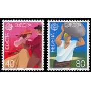 Suiza Switzerland 1126/27 1981 Europa Folklore Baile, lanzador de piedra MNH