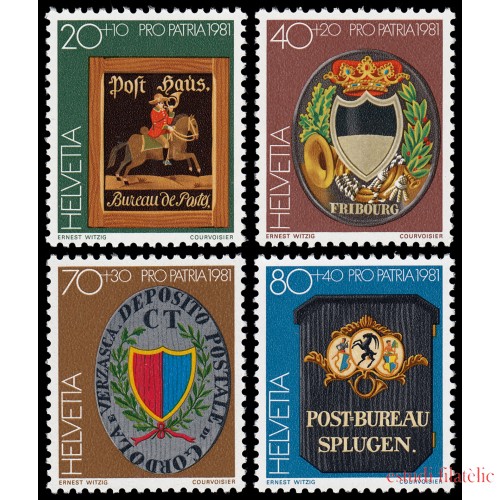 Suiza Switzerland 1128/31 1981 Por la patria Insignias de oficinas postales MNH