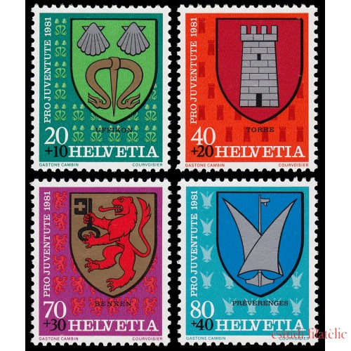 BA1/S Suiza Switzerland 1139/42 1981 Por la juventud Escudos comunales MNH