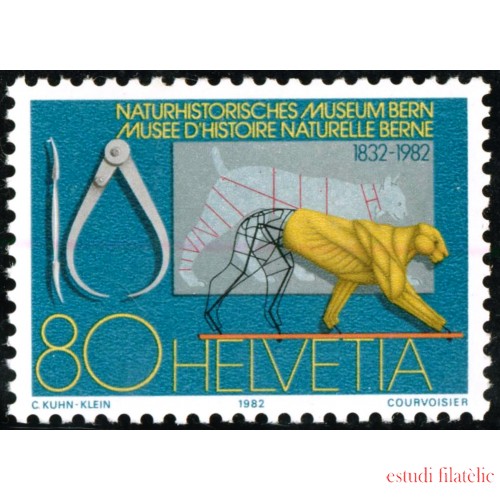 FAU1/S Suiza Switzerland 1146 1982 150 Aniv. del Museo de Historia Natural de Berna Instrumentos. lince MNH