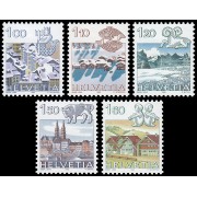 Suiza Switzerland 1156/60 1982 Serie Signos de zodiaco y paisajes MNH