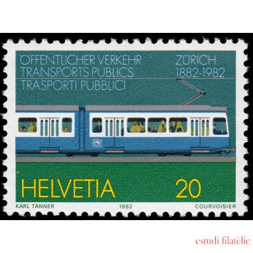 Suiza Switzerland 1161 1982  Centenario del tranvía en Zurich MNH