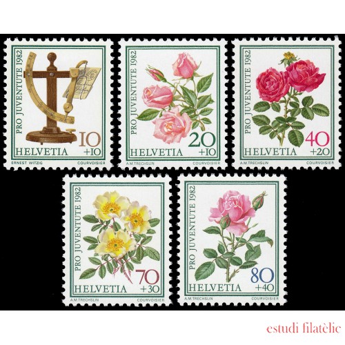 Suiza Switzerland 1165/69 1982 Por la juventud Día del sello Balanza para cartas del S XIX Flora, rosas MNH