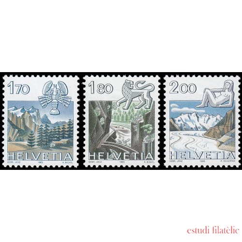 Suiza Switzerland 1171/73 1983 Serie Signos del zodiaco y paisajes MNH