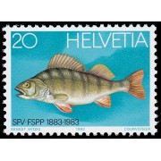 FAU5 Suiza Switzerland  1174 1983  Centenario de la Federación suiza de pesca y piscicultura Pez, perca MNH