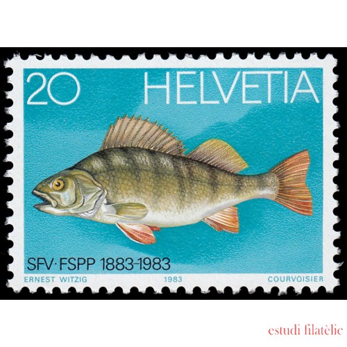 FAU5 Suiza Switzerland  1174 1983  Centenario de la Federación suiza de pesca y piscicultura Pez, perca MNH