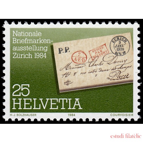 Suiza Switzerland 1196 1984 Carta prefilatélica MNH