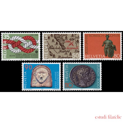 Suiza  Switzerland 1237/41 1986 Aniversarios diversos MNH