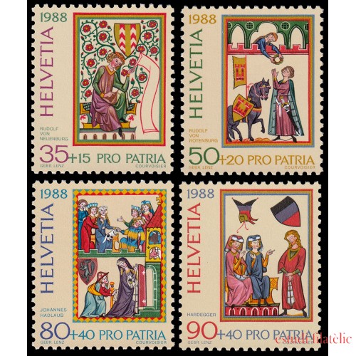 Suiza 1300/03 1988 Pro patria 700 años de arte y de cultura MNH