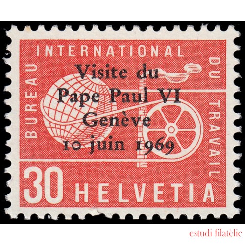 Suiza Switzerland Servicios 436 1969 Visita de Pablo VI a Ginebra MNH