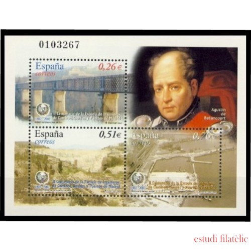 España Spain 3967 2003 II Centenario de la Escuela de Ingenierios de Caminos Canales y Puertos de Madrid, lujo MNH