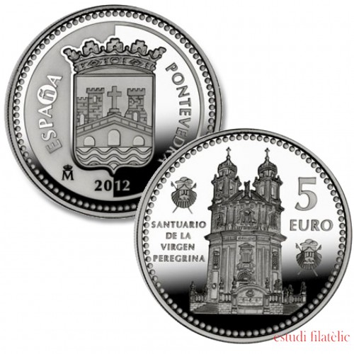 España Spain 2012 5 euros Capitales de provincia Pontevedra Plata Ag