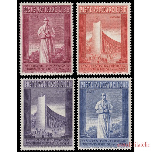 Vaticano 257/60 1958 Exposición de Bruselas Papa Pío XII MNH