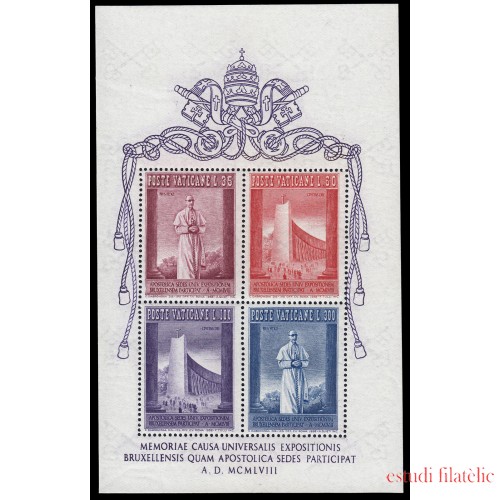 Vaticano HB 2 1958 Exposcición de Bruselas Pío XII MNH