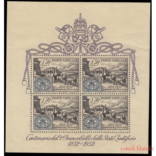 Vaticano HB 1 1952 Cent. del sello de los Estados de la Iglesia ( Carruaje, caballo, escudo vaticano ) MNH