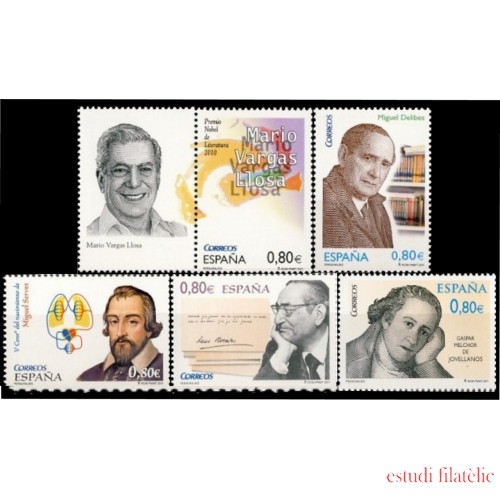 España Spain 4668/72 2011 Personajes Miguel Servet Jovellanos Delibes Vargas Llosa MNH