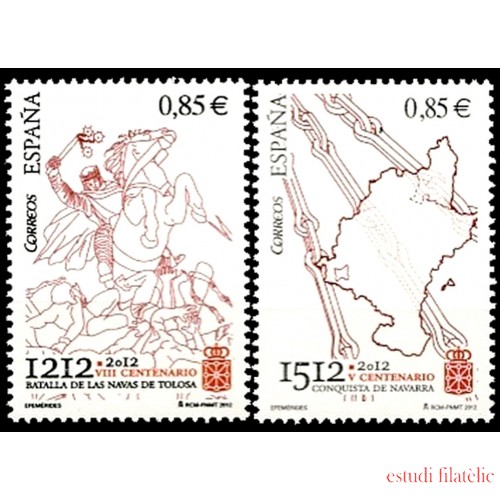 España Spain 4704/05 2012 Efemérides Batalla Navas de Tolosa Conquista Navarra MNH