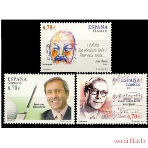 España Spain 4716/18 2012 Personajes J. Hierro S. Ballesteros y G. Matos MNH