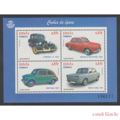 España Spain 4725 2012 Coches de Época Citröen Seat Simca y Renault MNH 