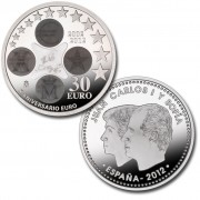 España Spain Euros conmemorativos 2012  X Aniversario Euro 30€  Plata