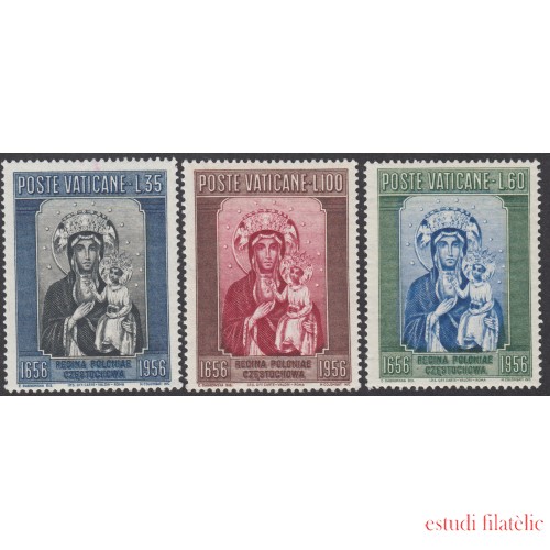 Vaticano 234/36 1956 Virgen negra de Czestochowa MNH 