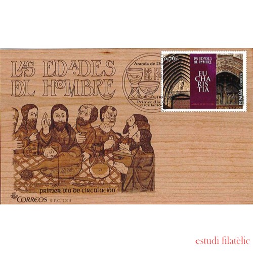 España Spain 4887 2014 Las edades del Hombre Eucharistia Realizado en madera SPD Sobre Primer Día