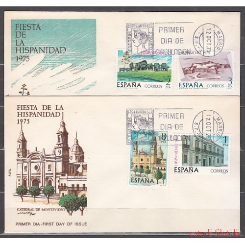 España Spain 2293/96 1975 Hispanidad Uruguay SPD Sobre Primer Día