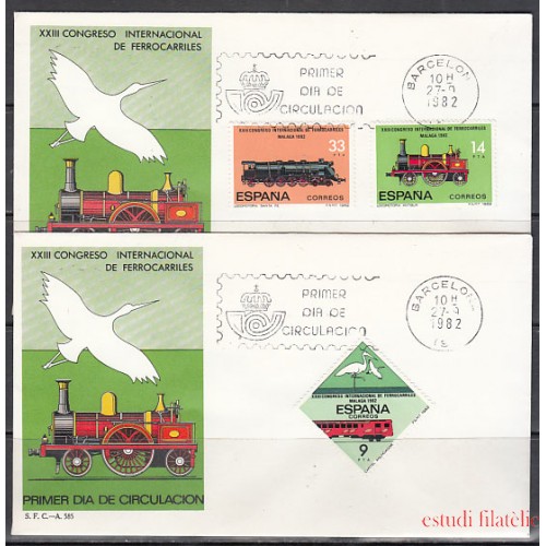 España Spain 2670/72 1982 Ferrocarriles SPD Sobre Primer Día