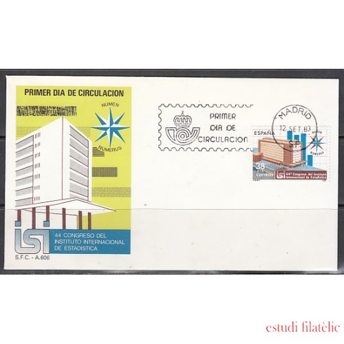 España Spain 2718 1983 44º Congreso del Instituto Internacional de Estadística, SPD FDC SOBRE PRIMER DIA 