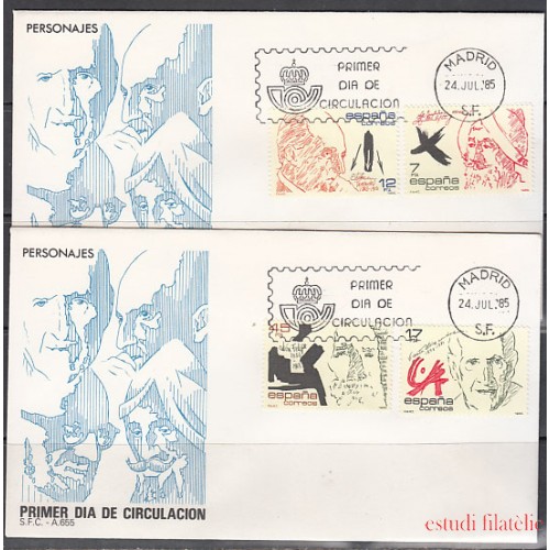 España Spain 2806/09 1985 Personajes SPD Sobre Primer Día