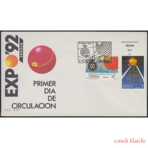 España Spain 2939/40 1988 Expo Universal 92 Sevilla SPD Sobre Primer Día