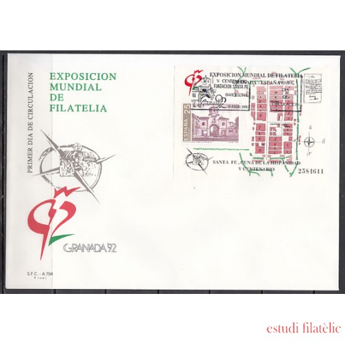 España Spain 3109 1991 II Centenario-Granada 92 SPD Sobre Primer Día