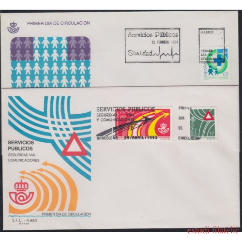 España Spain 3237/40 1993 Servicios públicos, SPD FDC SOBRE PRIMER DIA 