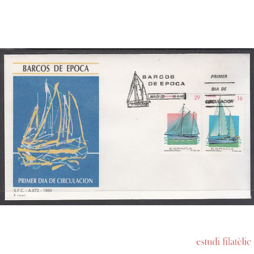 España Spain 3314/15 1994 Barcos de época SPD Sobre Primer Día