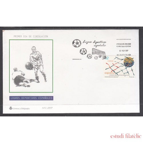 España Spain 3524 1997 Logros deportivos españoles Gol de Zarra ,SPD FDC SOBRE PRIMER DIA 