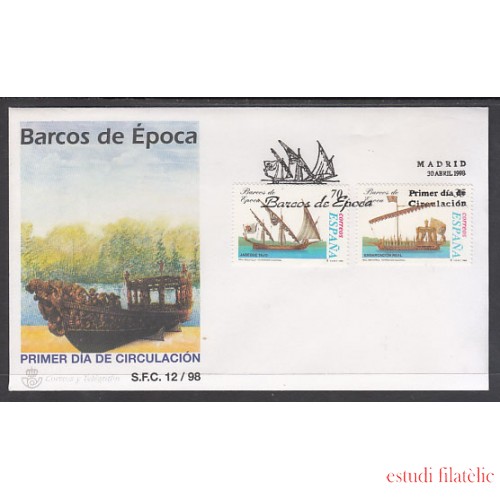 España Spain 3540/41 1998 Barcos de época SPD Sobre Primer Día