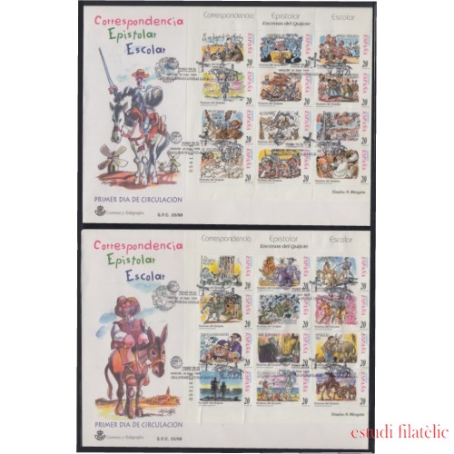 España Spain 3560/83 1998 Correspondencia Epistolar escolar Quijote SPD Sobre Primer Día 