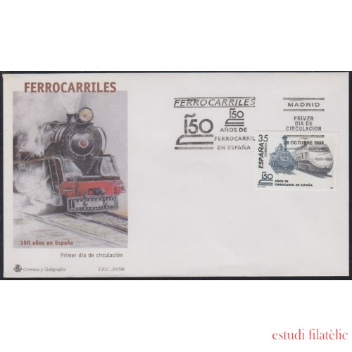 España Spain 3591 1998 CL años del Ferrocarril de España SPD Sobre Primer Día