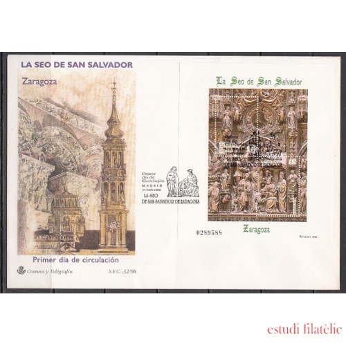 España Spain 3595 1998 La  Seo San Salvador de Zaragoza, SPD FDC SOBRE PRIMER DIA 