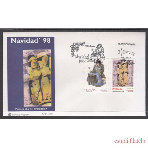 España Spain 3596/97 1998 Navidad SPD Sobre Primer Día