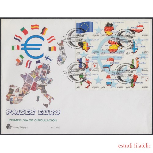 España Spain 3632/43 1999 Países del Euro SPD FDC SOBRE PRIMER DIA 