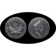 Canadá Canada Onza de plata 5 $ 1993 Maple Leaf Elisabeth II