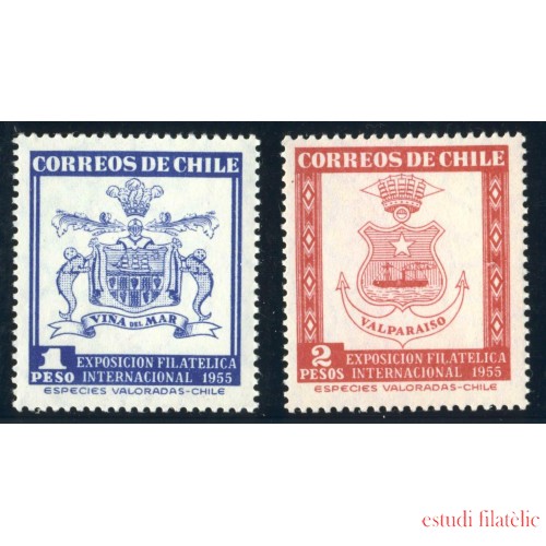 MI2/BA1  Chile 251/52 Chile 251/52 1955 Exposición Filatélica Internacional de Valparaiso MNH