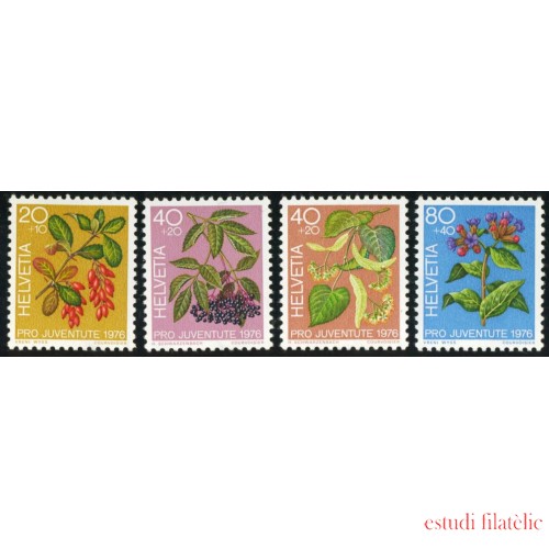 FL1 Suiza Switzerland 1013/16 1976  Pro juventud Plantas medicinales del bosque MNH