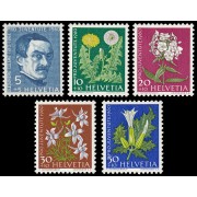 Suiza Switzerland  668/72 1960 Pro juventud Alexandre Calame Flores flowers MH